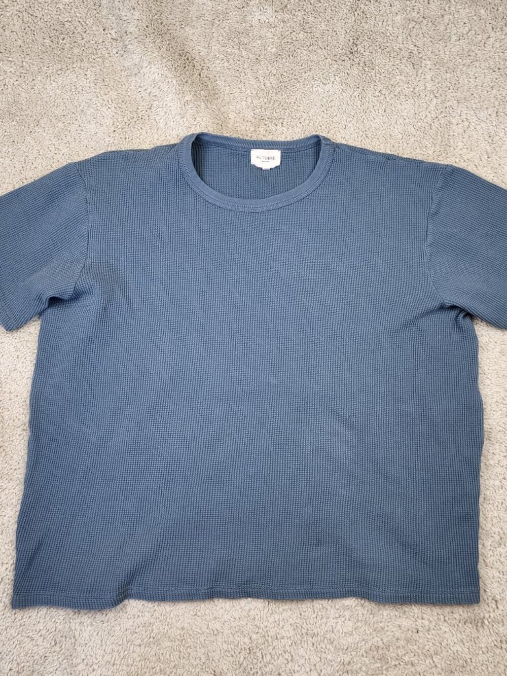 Octobre Editions Blue Waffle Thermal T Shirt Men’s Lightweight XL USA Casual Fit